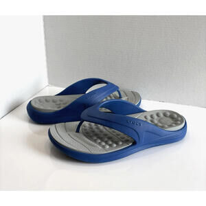 Crocs Reviva Flip Flops Men's Size US 13 Blue/Gray Slip On Comfort Thong Sandals